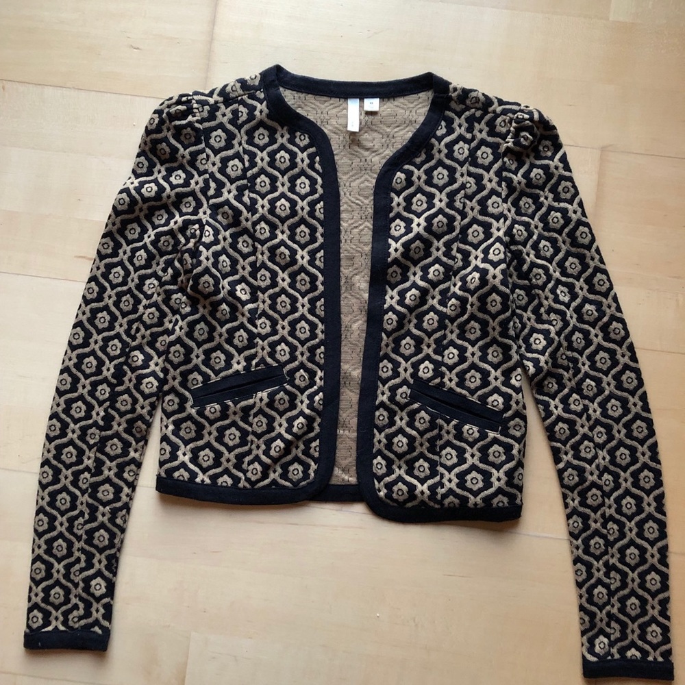 Frenchi Black and Gold Patterned Blazer